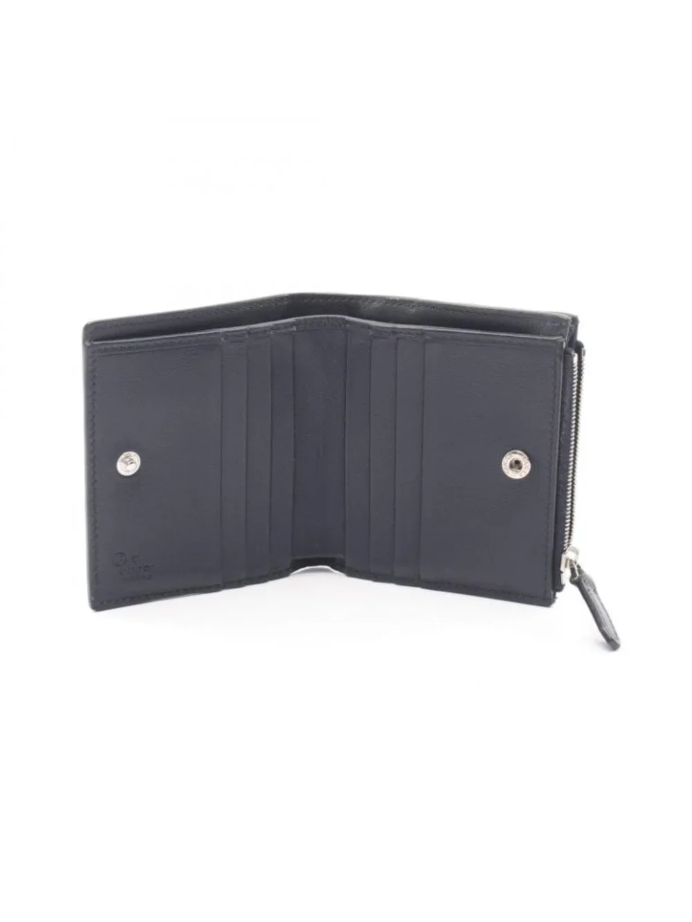 Gucci Bifold Wallet Micro Guccissima Navy Leather Compact - Picture 3 of 7